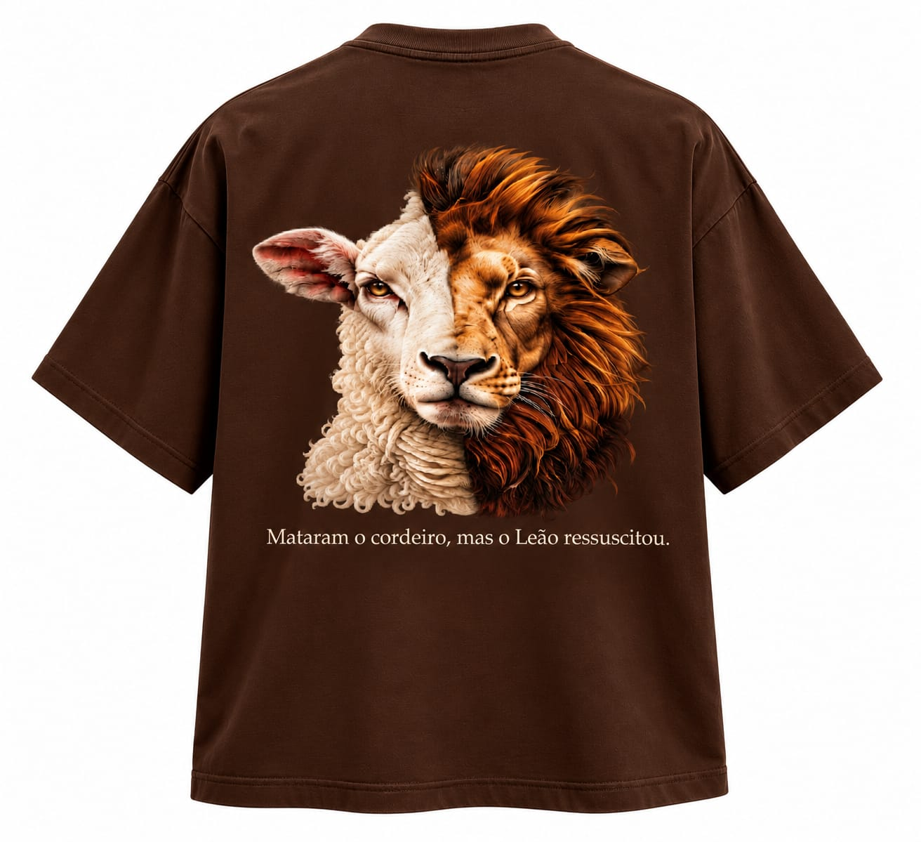 Camiseta oversized Cordeiro e Leão